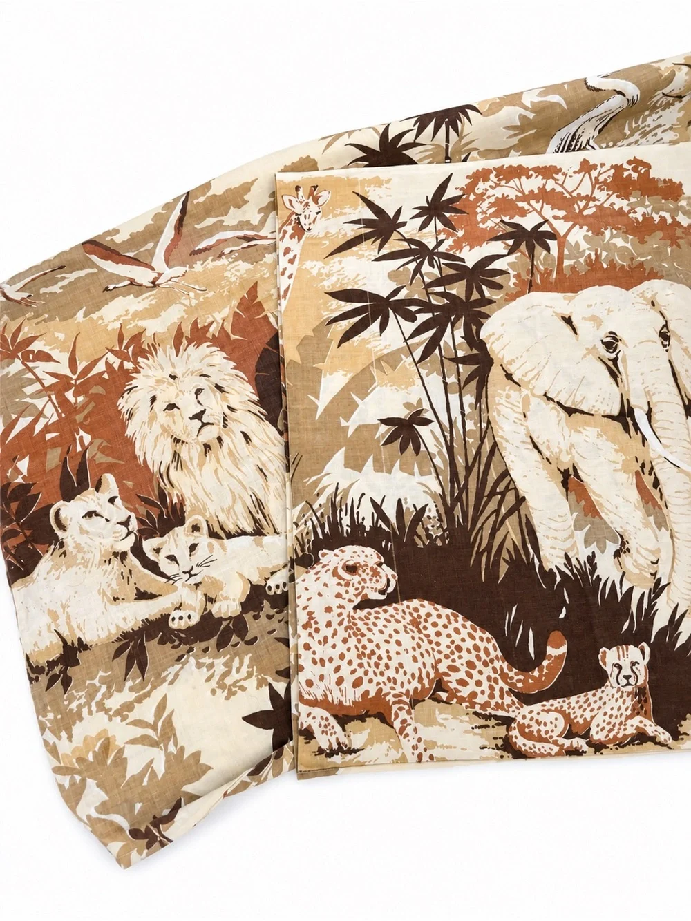 Vintage King Size Jungle safari Pillow Case 0826 Set animal brown monotone